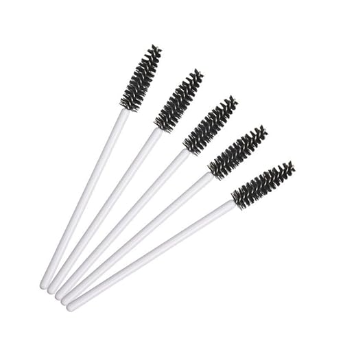 100個 使い捨てまつげマスカラブラシ アイラッシュエクステンションアイブロウとメイクアップ用 (ホワイトロッドブラックヘッド)