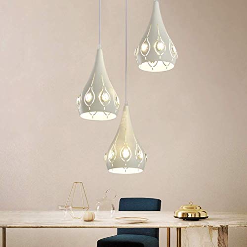 Petit lustre cristal et fer blanc moderne pour bar et restaurant chic