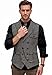 RUNTINGJIA Men's Tweed Vest Double Breasted Formal Herringbone Waistcoat with Pockets