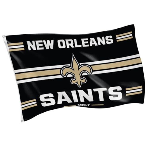 NFL New Orleans Saints Vintage Flag | 3 x 5 Estate Flag with Grommets | Heavy Duty Banner for Outdoor Garden Patio Decoration | Indoor Wall Decor for Room | Works with Flagpoles for Outside House (New Orleans Saints-Vintage)