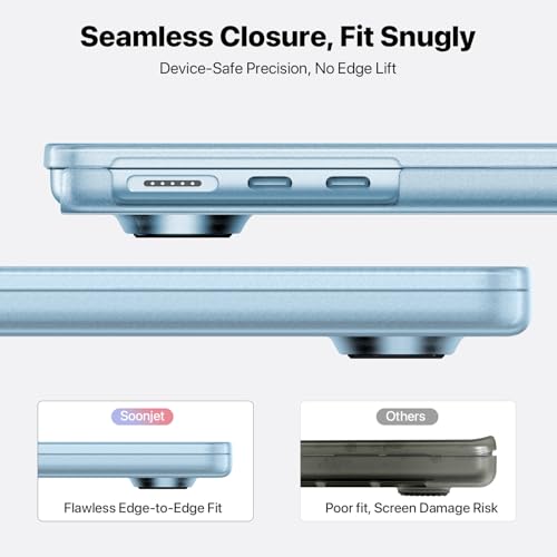 Image of Soonjet Compatible with MacBook Air 13 inch Case M5 M4 M3 M2 2026 2025-2022, Release Model A3449 A3240 A3113 A2681, [True-Tone Color Match] Hard Shell Laptop Cover for MacBook Air 13.6 inch - Sky Blue