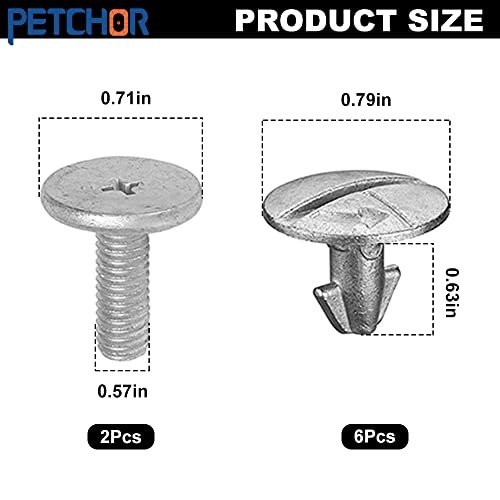 Petchor Lower Engine Cover Pin Screws, 90674-Ty2-A01, 90105-Tba-A00, Radiator Engine Access Cover Pin And Lower Cover Bolts Compatible With Honda Cr-V Civic Acura Accord Tlx Ilx Rlx #TOP1