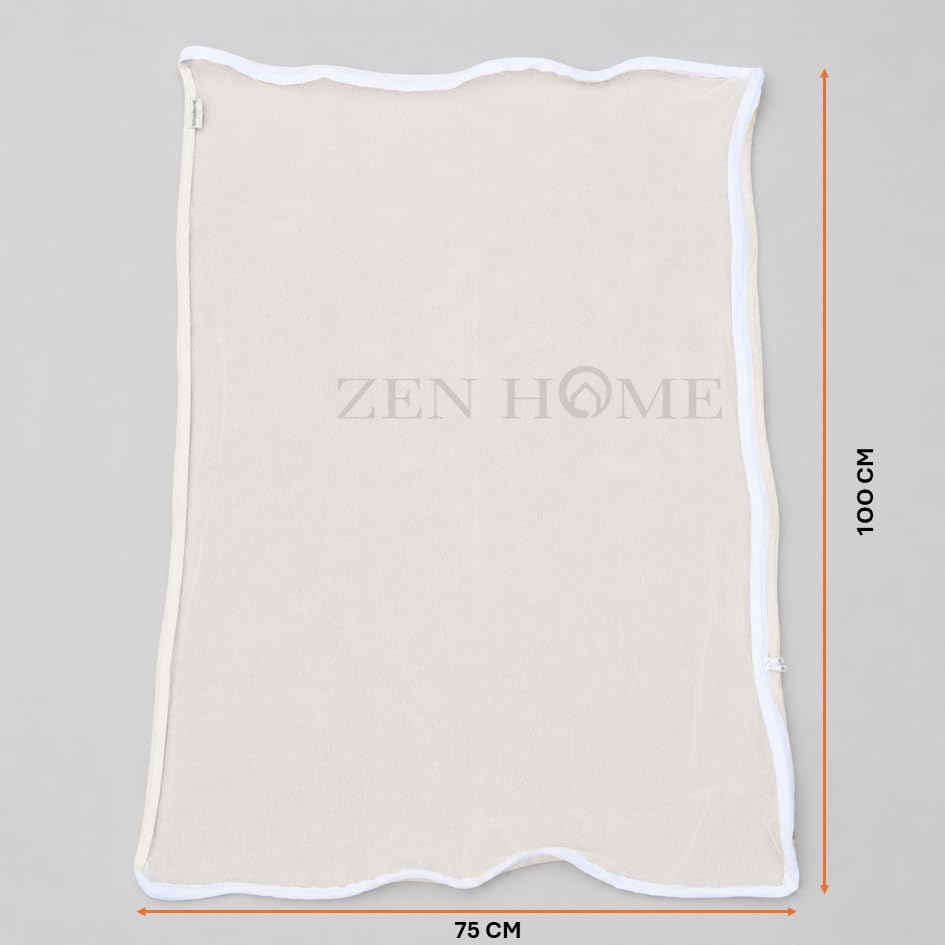 Image of ZEN HOME Cotton Sun Drying Cloth with Net,Large Size,75x100cm,Pack of 1 | Cotton Fabric with Protective Net Cover and zipper for Papad, Millets, Rice & Spices, Bird Protection