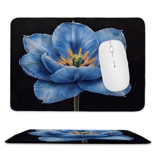 Guuogxan Petit Tapis de Souris Compact Fleur de lys Bleu 180 x 220 mm bn-65