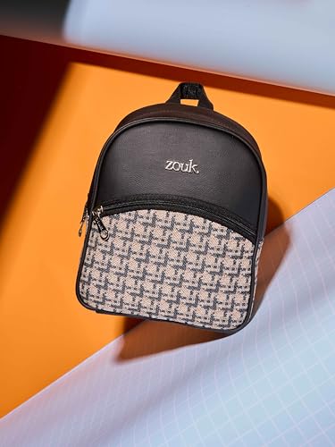 Image of ZOUK Dalila Mini Daypack | Stylish Small Backpack for Women | Compact | Bag for Girls | Daily College Use | Travel Day Pack | Vegan Leather | Handcrafted | Water-Resistant
