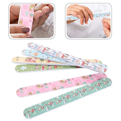 FRCOLOR 12pcs Christmas Nail Files Double Sided Emery Board Nail Sanding File for Natural and Acrylic Nails (Random Style)