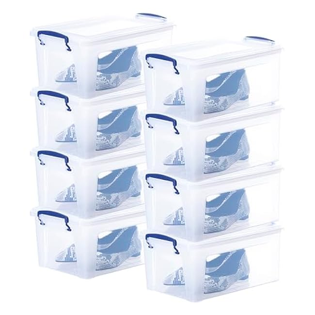 Superio Clear Storage Bins with Lids, 1.75 Quart BPA Free Plastic Containers, Transparent Boxes for Organizing, Stackable Crates, Organizer Totes for Home, Office, School, and Dorm