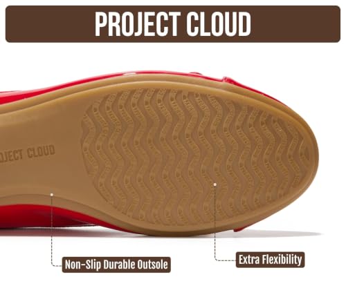 Image of Project Cloud Ballet Flats for Women Shoes - Genuine Leather Insole and Lightweight Mary Jane Flats - Non-Slip and Comfortable Womens Shoes