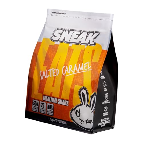 SNEAK EATS Salted Caramel Mealtime Shake – Meal Replacement, 30g Protein, No Added Sugar, 25 Vitamins & Minerals, Vegetarian – 17 Servings