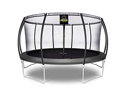 Machrus Moxie Trampoline 6FT 8FT 10FT 12FT 14FT 15FT 16FT, Recreational Trampolines for Kids and Adults- Outdoor Trampoline with Enclosure Net, Flex Fiber-Glass Rod & Curved Poles- ASTM Approved -  MXSF03-15-BK