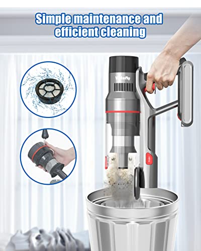 Vistefly V15 Aspirateur Balai sans Fil avec Écran Tactile 32000Pa/500W Aspirateur sans Fil Puissant 60 Min Autonomie & Batterie Amovible pour Sol/Le Poils d'animaux/Tapis - Image 8