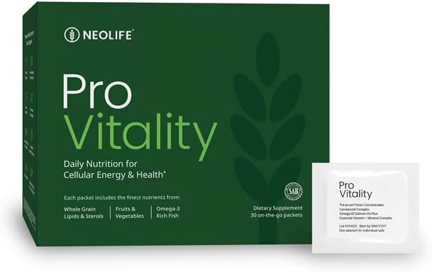 NeoLife Pro Vitality - Daily Nutrition for Cellular Energy Multivitamin for Women & Men, Omega-III Salmon Oil, Carotenoid Complex & 21 Essential Vitamins, Green, 30 Packets