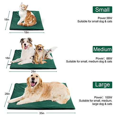 Heated Cat Dog Bed,Pet Heating Pad With 48-Hour Timer,Adjustable Temperature(86-146℉) And Time(4/8/12/24/48H), Waterproof Cat House Warming Mat,Indoor/Outdoor/Warehouse (Christmas Green,18X28In) #TOP3