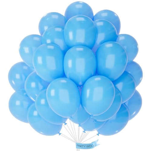 Image of PartyWoo Light Blue Balloons 50pcs Baby Pastel Blue Color 12 Inch | Balloons for Baby Shower Wedding Gender Reveal Graduation Mermaid Birthday Pool Anniversary Beach Party Decorations Blue-Y20