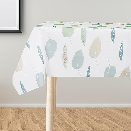 HXMJIED Rectangular Wipeable Table Cloth, 137x180cm Leaves Pattern Tablecoths PVC Wipe Clean Table Cloth Waterproof Stain-proof Square Tabletop Cover for Kitchen Dinner Outdoor Picnic