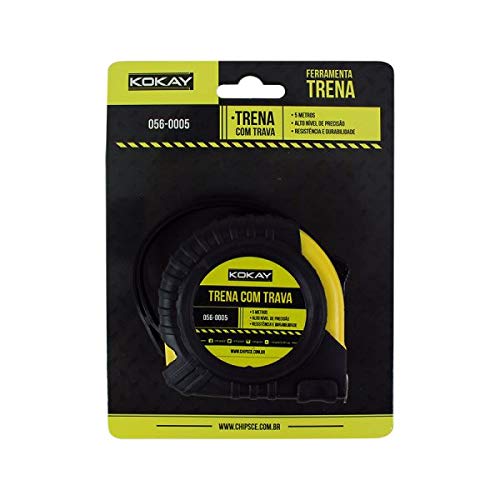 Kokay 056-0005 Trena com Trava, Preto/Amarelo, 19 mm x 5 m