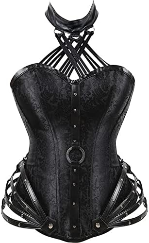 ZHAIMA Women Goth Corsets Halter Neck Steampunk Corset Bustier Top Plus Size Shapear