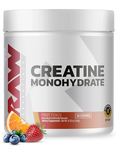 RAW Nutrition Creatine Monohydrate Powder, Fruit Punch -