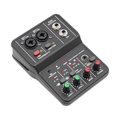 Professional Audio Mixer Console Interface, 2 Channel Mixer Interface DJ Console DJ Studio Streaming System Interface with USB, Bluetooth, Digital MP3 Computer Input, 48V Phantom Power,FX 16-BIT