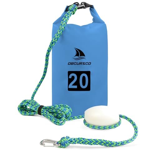 Obcursco 20L Jet Ski Anchor Kit PWC Anchor 2 in 1 Sand Bag Anchor for Float with Adjustable Buoy, PWC Sandbag Anchor for Jetski, Kayak, Seadoo, Paddle Board, Waverunner, Watercraft and Swim Mat (Blue)