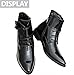 UCHUSI Mens Boots, Mens Leather Pointed Toe Lace Up Ankle Chukka Boots Fashion Ankle Buckle Strap Side Zip Low Block Oxford Boots For Formal Business Work Office Daily(Black,8.5)