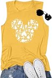 Women Believe in the Magic Tank Castle Sleeveless Tops, Yellow, S