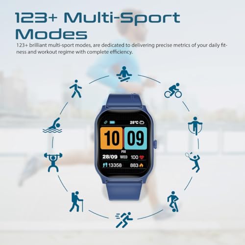 Image of Promate Xwatch-B2 Smartwatch with 2.01 inch Ultra Large Display, BT Calling, 15 Days Battery Life, 123+ Sports Modes, IP67 Water Proof, Smart Notifications, Real-time HR Monitor, 200+ Watch Faces (Blue)