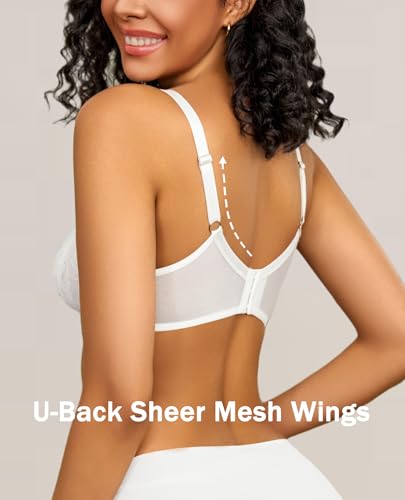 Image of Avidlove Womens Lace Bras Sexy Underwire Unlined Bra V Neck Mesh Everyday Bra Lingeries No Padded