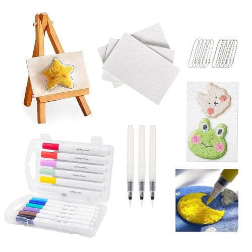 lioewhu Kit Peinture Texture 3D Mousse pour Enfants, DIY Art Painting avec Éponge, Papier Texture et Peinture Mousse, Kit de Peinture 3D pour Enfants DIY Activité Créative