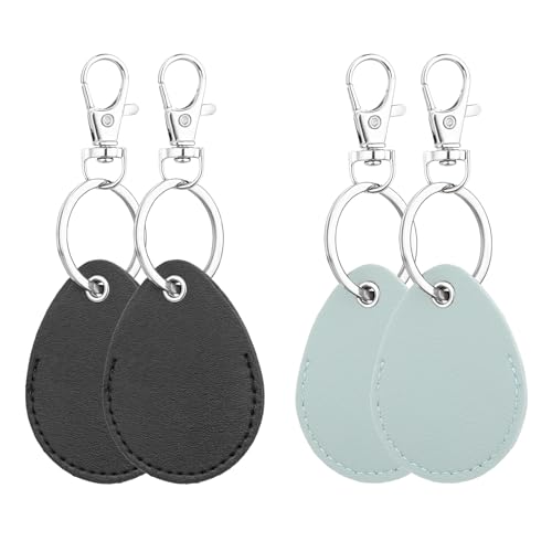 Psyqtsuary Leather Key Fob Holder, 4 Pcs PU Leather Keychain Key Holder for Keychain General Key Fob Keychain, for NFC Keys ID-Keys Cards