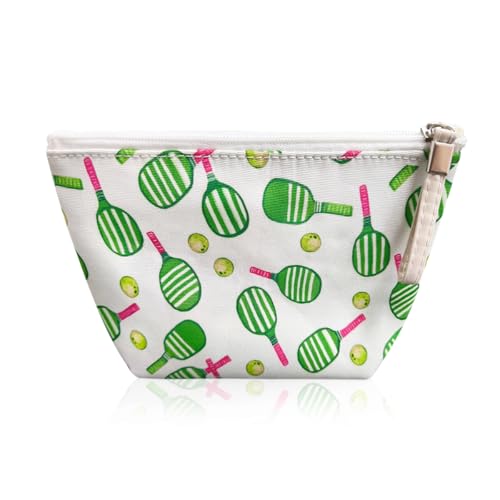 Mini Momo Makeup Bag Travel Organizer Toiletry Pouch for Women Small Cosmetic Case for Purse, Cute Fabric Storage Clutch (Small Makeup Bag - Pickleball)