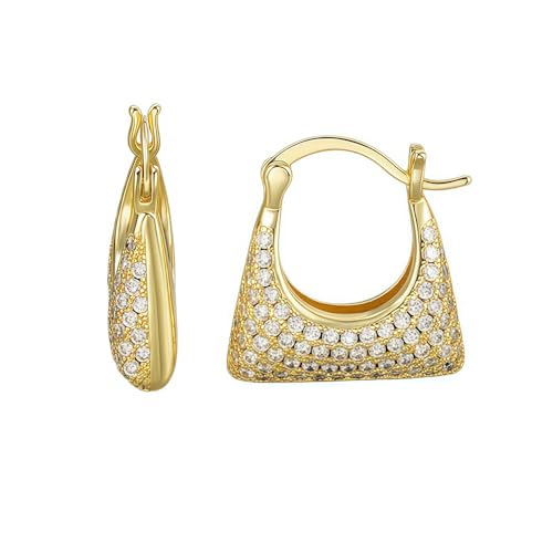 Boucles d'oreilles créoles VIFE en plaqué or 14 carats précieux avec oxydes fins