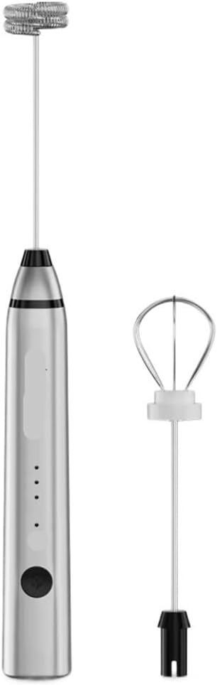 Milk Foam Machine Mini Frother with Stainless Steel Eggbeater Head Portable Camping Kitchen Tools(Silber)