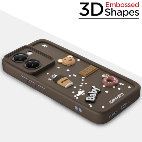 Image of Pikkme Back Cover for Realme P3 Ultra 5G | 3D Cartoon Silicone Case Cute & Fun Full Protective Bumper Cover (Brown)
