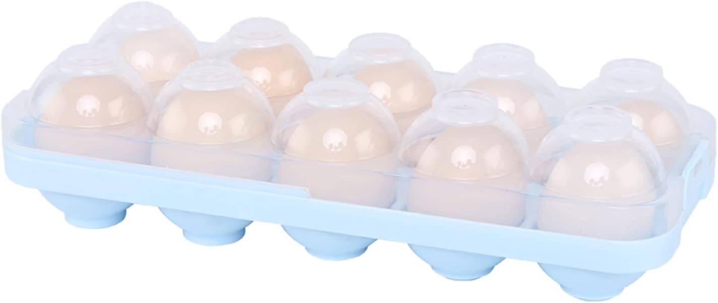 Egg Container for Refrigerator, 10 Grids Egg Storage with Lid, Stackable Egg Container for Kitchen, Pantry
