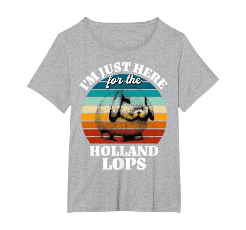 Holland Lop I'm Just Here for Holland Lop Rabbit T-Shirt, Women's Plus, Heather Grey, 3X