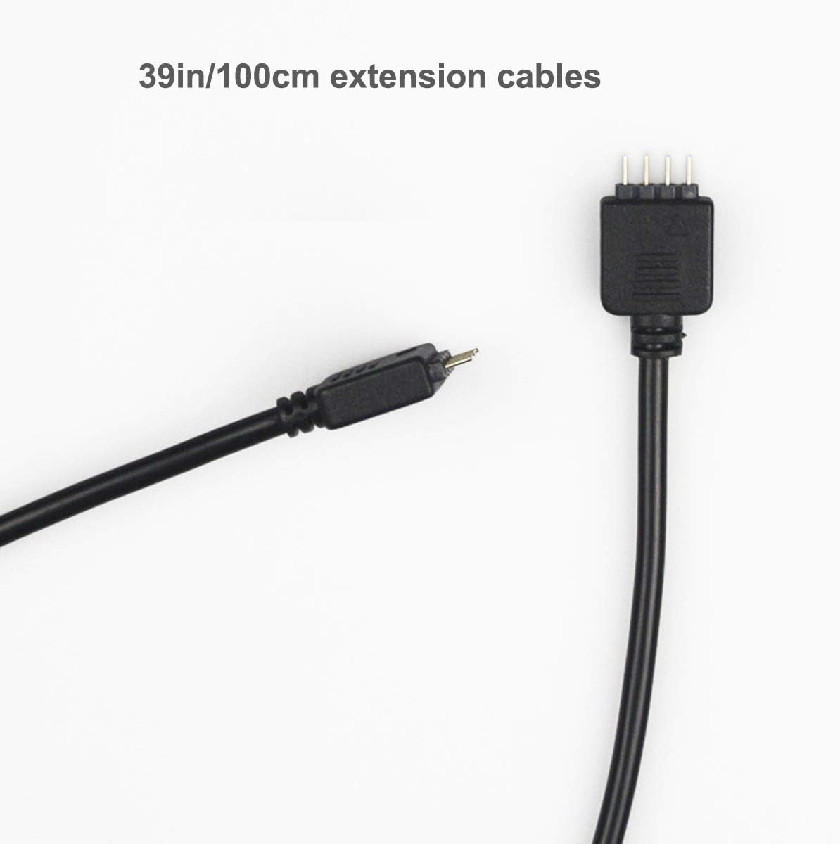 LAIFUNI Under Cabinet Lighting Kit Accessories- 39in LED Lights Extension Cables, 4 Pin 1M Wires, RGB Light Extend Wire (Black 5 Pack)
