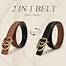 OXSLEN Women Reversible Leather Belt with Fashion G Gold Buckle for Dresses, Jeans, and Coats,width 1.1