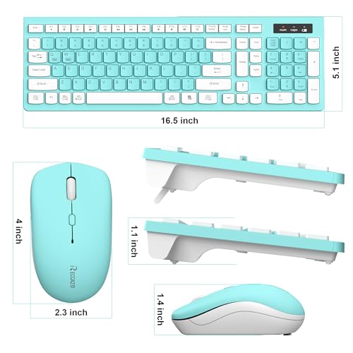 RECCAZR Wireless Keyboard and Mouse Combo, Full-Sized Keyboard and Adjustable DPI Mouse, 2.4GHz USB Receiver, Wireless for PC, Windows, Desktop, Laptop (Blue) by RECCAZR - Image 9