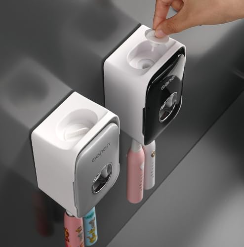 Image of Evona Wall Mounted Automatic Toothpaste Dispenser Squeezer with Toothbrush Holder Bathroom Accessories Sets
