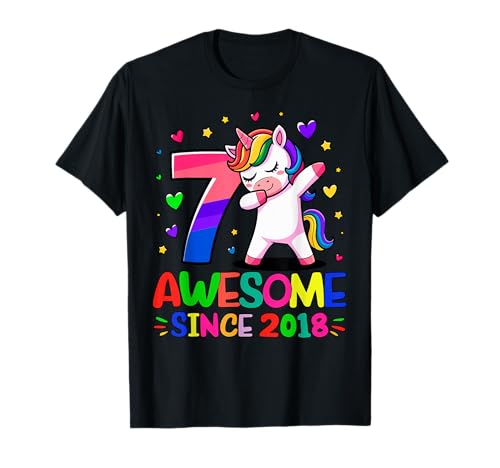 Regalos de unicornio para niñas, fiesta de 7 cumpleaños para niñas de 7 años Camiseta