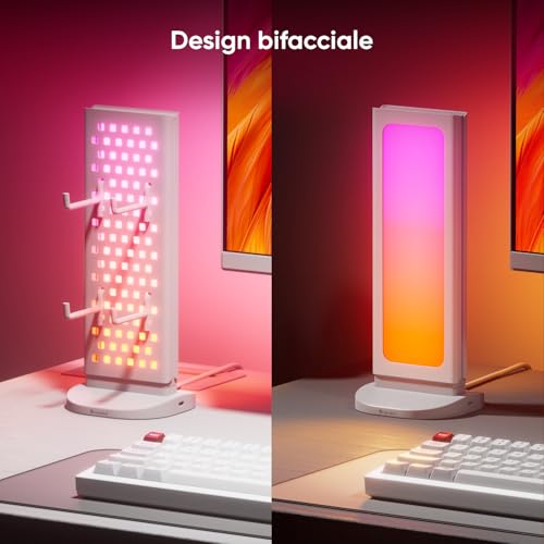 Hub Luminoso Gaming Bianco, Lampada Tavolo Intelligente RGB 3in1, Supporto Cuffie/Controller, Illuminazione Doppia Faccia, Dock USB-C, Sync Musica e Schermo via App, Luce Ambientale Gaming - Illuminazione - Immagine 5