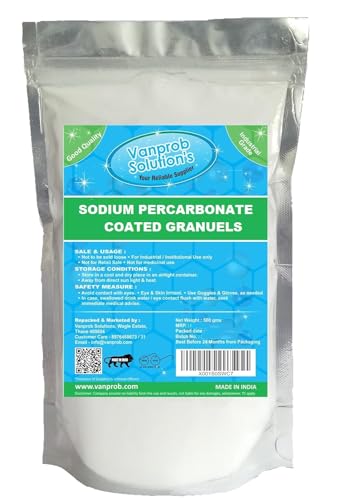 Vanprob Solutions Sodium Percarbonate Powder Granule, Releases Oxygen, Oxy Bleach Booster, Used for Cleaning, Laundry, Detergent, Fabric Whitener, Brightener, Ponds, Toilet, 330 gms x 1 Pack