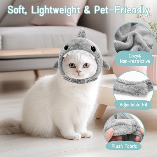 Shark Cat Hat Costume, Winter Hat for Cats &amp; Small Dogs, Cute Pet Dog Cap Costume Gear for Kitten &amp; Puppy Bonnet (1)