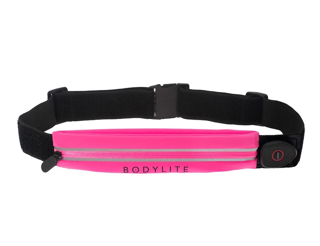 Bodylitegear NightVision Belt, LED Illuminated, Adjustable, Lightweight, 180mAh Li-Ion Battery, 4-6hr Runtime,Essential Safety Gear for Night Activities, One Size, Neon Pink,