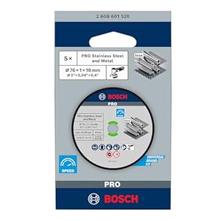 Bosch Professional 5 Dischi Expert Per Acciaio Inossidabile, Accessorio Per Smerigliatrice Angolare, Blu, 5 X 76 X 10 X 1 Mm
