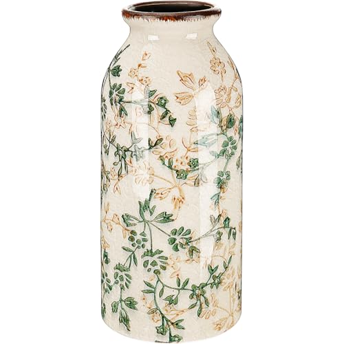 Ninehaoou 1 Pc Vintage Ceramic Flower Vase Chinoiserie Antique Floral