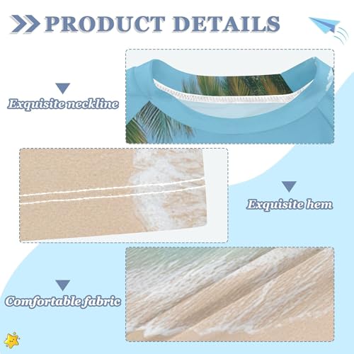 Summer Beach with Palm Tress Girl Bathing Suit Sun Protection Teen Clothing Swimwear Beach Tops 3T3