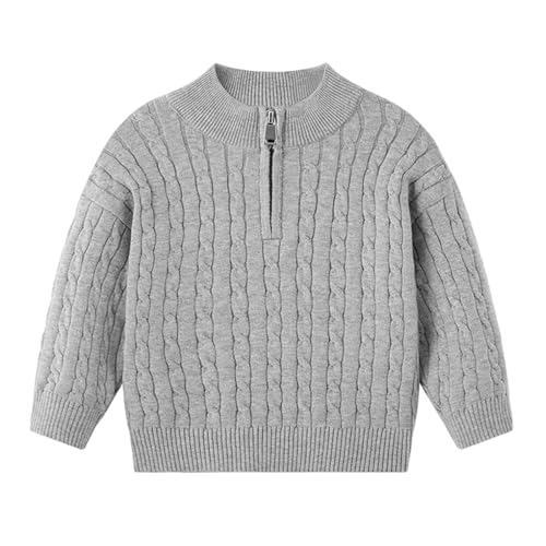 Boys Girls Half Zipper Knit Sweater Long Sleeve Striped Sweater Pullover Kids Solid Color Warm Fall Winter Coat2