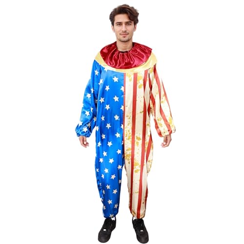Dasongff - Disfraz de payaso para adulto, disfraz de Halloween, circo, cosplay de carnaval, amarillo, L